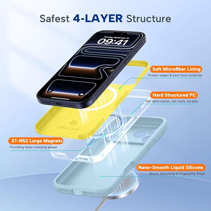 Miracase Magnetic for iPhone 17 Pro Case, Silicone, Clove Purple | Compatible with MagSafe, Soft Microfiber Lining,Shockproof Drop Protection Phone Case for 17 Pro - Image 3