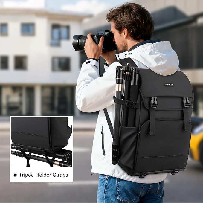 MOSISO Camera Backpack, DSLR/SLR/Mirrorless Camera Bag with Top Flap Pocket | Photography Backpack with 15-16 inch Laptop Compartment&Tripod Holder&Rain Cover Compatible with Canon/Nikon/Sony, Black - Image 8