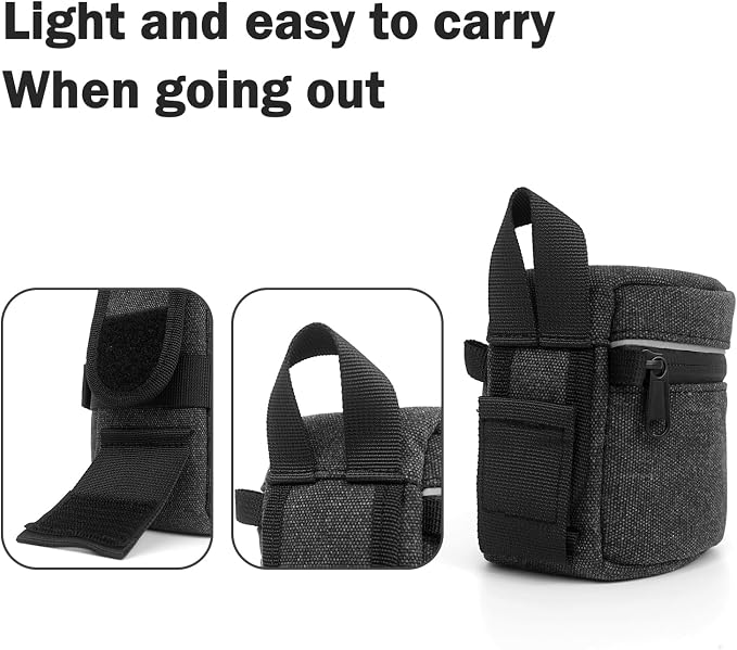 Camera Lens Case Lens Bag Compatible (3.15" x 3.15"(Canvas, Black)) - Image 5