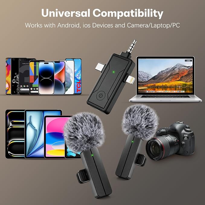 3 in 1 Wireless Mini Microphone for iPhone Android Phone Camera: Lavalier Lapel Mic for Video Recording - Noise Cancelling Clip on Shirt Microphones for Tiktok YouTube Podcast Vlogging - Image 8