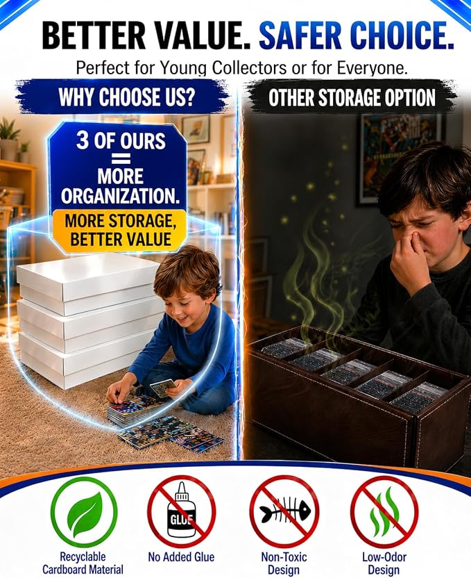 5 Row Laminated Tcg Card Storage Box, Bulk Card Storage Option for Standard | 5 Row, Large Capacity Holds 4500+ Standard Cards, Card Dividers, Laminated Film, Premium Card Sotrage Option - Image 5