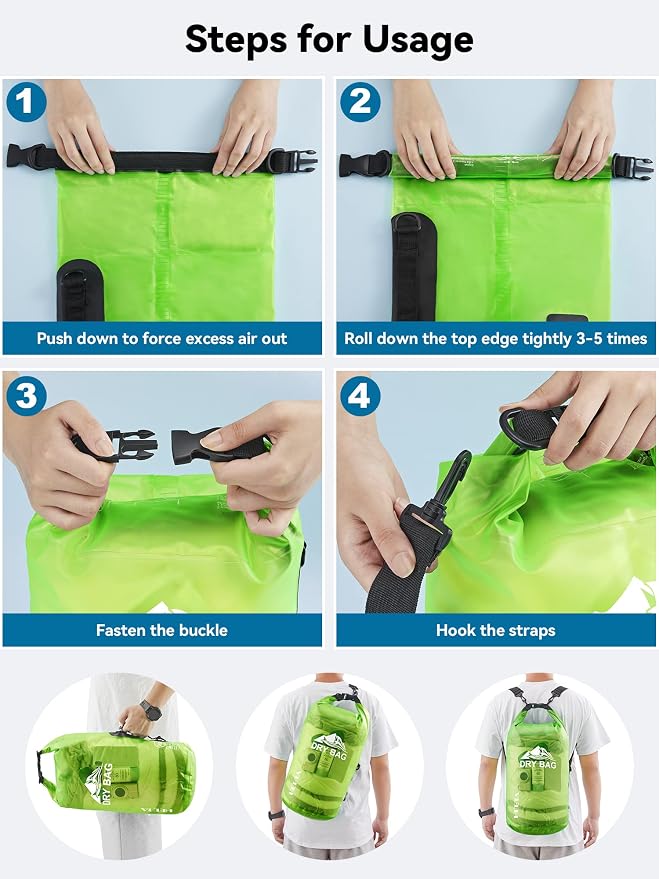 HEETA Dry Bag Waterproof Backpack with Phone Case 5L/10L/20L/30L/40L | Roll Top Lightweight Dry Storage Bag for Women Men, Travel Boating Kayaking Paddle Board Camping Beach Essentials Accessories - Image 5