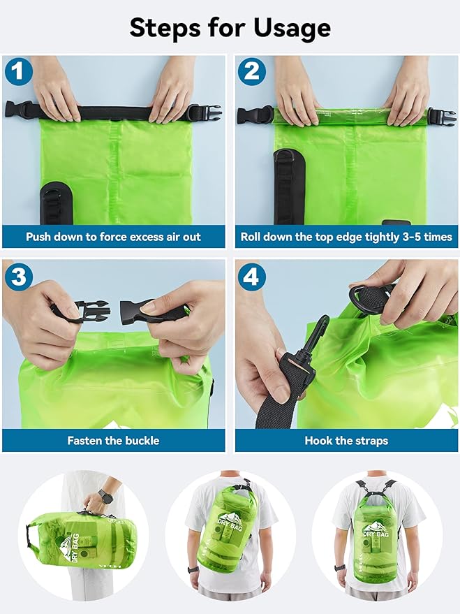 HEETA Dry Bag Waterproof Backpack with Phone Case 5L/10L/20L/30L/40L | Roll Top Lightweight Dry Storage Bag for Women Men, Travel Boating Kayaking Paddle Board Camping Beach Essentials Accessories - Image 5