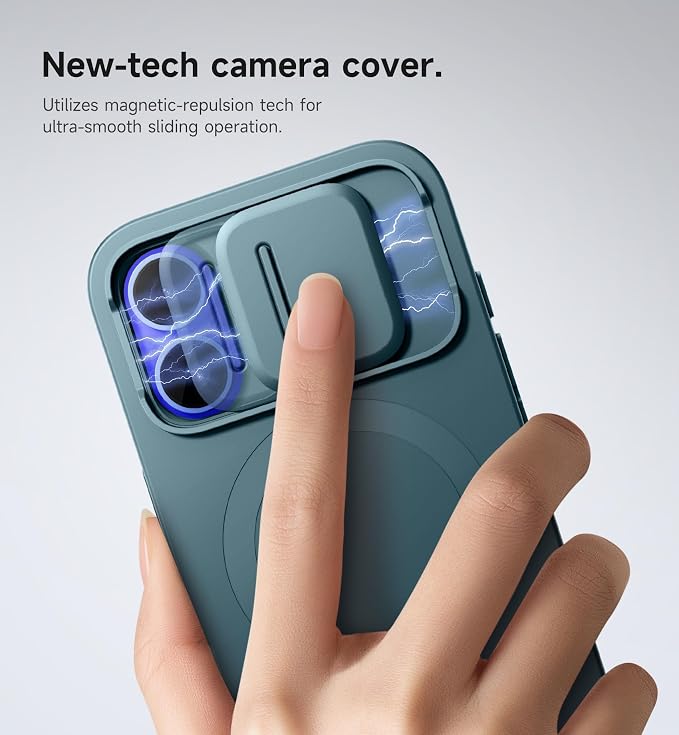 SURITCH for iPhone 16 Case with Magnetic Camera Slide Cover and Adjustable Kickstand, Compatible with MagSafe, Shockproof Bumper Case Slim Protective Cover 6.1 Inch, Lake Green - Image 4