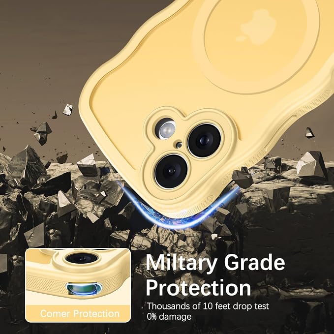 BENTOBEN Magnetic for iPhone 17 Case, Cute Wavy Full Camera Protection [Compatible with MagSafe] Translucent Matte Anti-Slip Bumper Women Girls Boys Protective Cover for 17 6.3", Yellow - Image 6