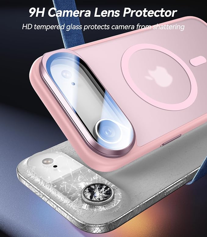 VOFATA [Upgraded Full Camera Protection] for iPhone Air Case with Camera Cover Stand [Fit for MagSafe][10FT Mil-Grade Protection] Translucent Magnetic Phone Cover for iPhone 17 Air Case, Pink - Image 2