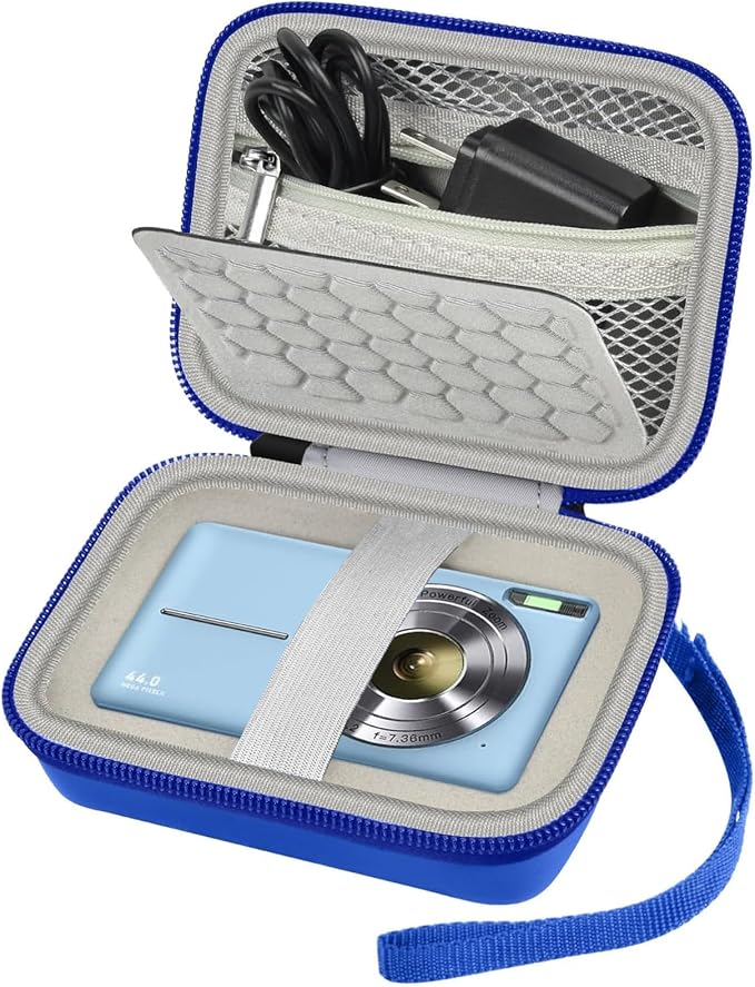 Comecase Digital Camera Case for Kodak PIXPRO FZ55/FZ45, Blue | Hard EVA Shell,Pre-Cut Foam, Accessories Mesh Pocket, Wrist Strap, Compact for Travel, School and Daily Storage. Case only. by COMECASE