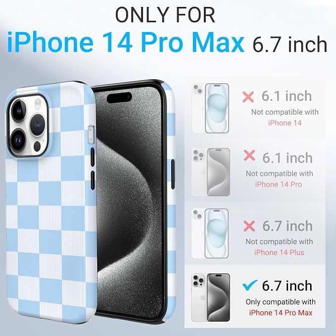 TPU Phone Case for iPhone 14 Pro Max, MagSafe Wireless Charging Compatible, Shockproof Slim Fit Protective Cover with Anti-Yellowing & Raised Camera Protection (Plaid 3, iPhone 14 Pro Max) - Image 2