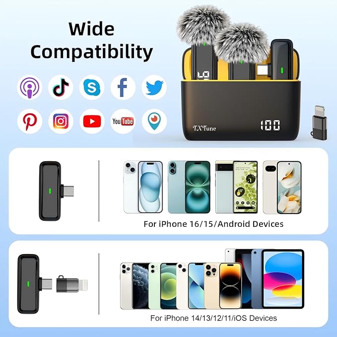 Wireless Microphone for iPhone Android Phone, USB C Mini Clip on Mic | Noise Canceling, 24H Battery Life with Charging Case, 70Ft Range, Lavalier Mic for Content Creators Video Recording Vlogging - Image 6