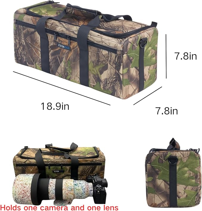 ZZQ&CCF Camera Lens Pouch Case for Sony FE 400-800mm/100-400mm F4.5/200-600mm F5.6-6.3G,for Canon RF 200-800,Compatible with Nikon Z 180-600, Extra Large Thick Portable Bag (Black) - Image 2