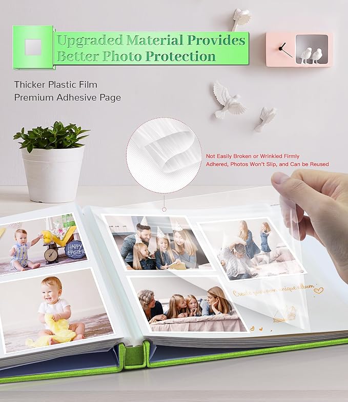 Artfeel Photo Album Self Adhesive Scrapbook Album for 3x5 4x6 5x7 8x10 Pictures,60 Pages Linen Cover with Display Window DIY Photo Book,Ideal Gifts for Family Travel Wedding Baby - Image 3