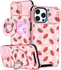 Buleens for iPhone 13 Pro Max Case - with Ring Stand & Camera Cover Cute Designed for Women Girly Pretty Strawberry for Phone Case for iPhone 13 Pro Max Compatible with Magsafe by Buleens