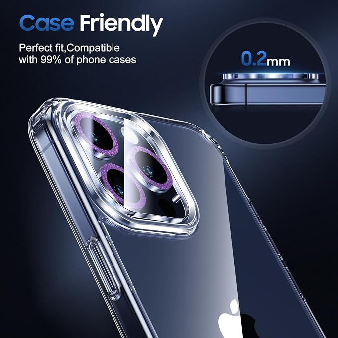 UniqueMe for iPhone 15 Pro/15 Pro Max Camera Lens Protector-Dark Purple | 3 Pack, Drop Protection, Case Friendly, 9H Tempered Glass, Camera Cover Screen, Update New Version - Image 6
