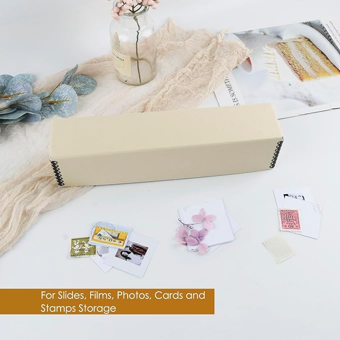Golden State Art, Archival Slide Storage Case, 2.5"x2.125"x11" -Tan | Acid-Free File Box, Metal Edge Corner, Holds Up to 140 Films, Ideal for Store Photos Negatives and Cards - Image 6