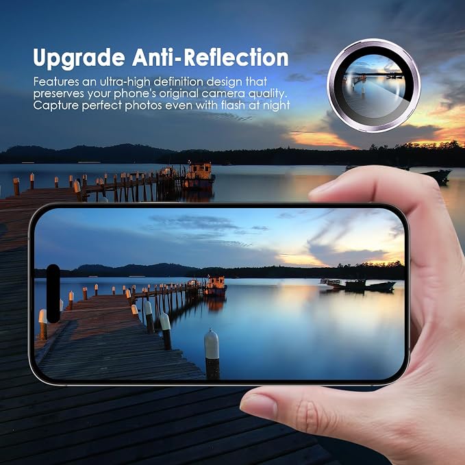 Camera Lens Protector for iPhone 17, Purple | AR+AF, 9H Tempered Glass, Individual Metal Ring, Anti Glare, Fall Protection, Camera Screen Cover - Image 5