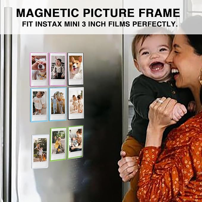 Mini Magnetic Picture Frame for Fujifilm Instax Mini Instant Camera | Fits Mini 13/12/11/41/SE/EVO Camera 2.15"x3.4" Films, Mini Magnet Picture Frames for Fridge, Home, School, 15 Black, 15 White - Image 5