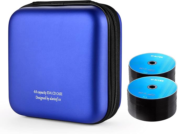 alavisxf xx CD Case, 48 Capacity Protective Zipper Disc Wallet for Car | EVA Shock-resistant, Lightweight Portable, DVD Blu-ray Storage Organizer, Scratch-Resistant Sleeves, for Home Office Travel - Image 2