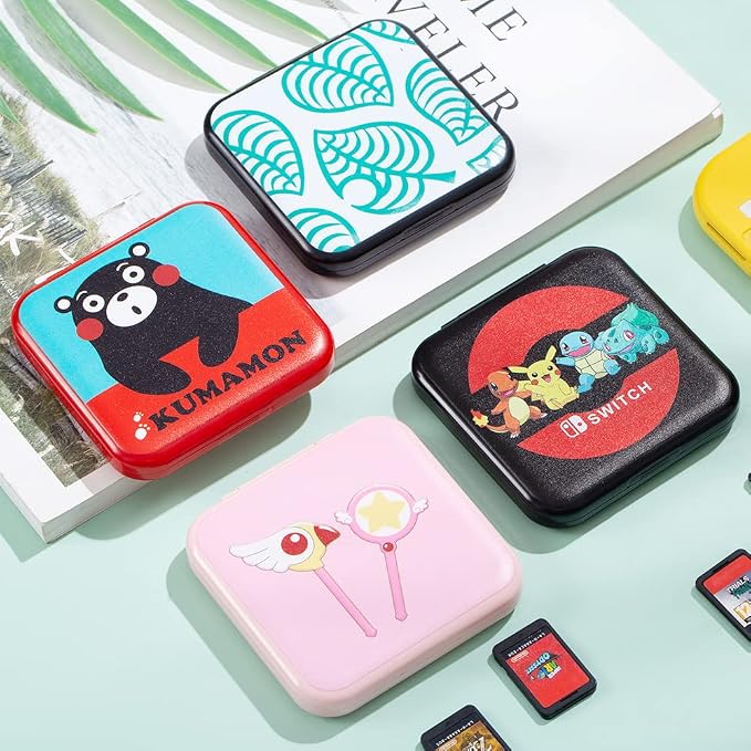 PERFECTSIGHT Cute Switch Game Card Case Compatible with Nintendo Switch Lite/ OLED 12 Slots Game Holder Cartridge Case for Game and SD Cards, Kawaii Portable Compact Game Storage Box, Red & Green - Image 8