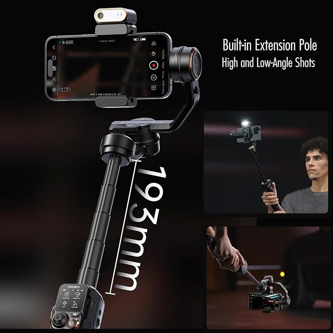 Hohem iSteady M7 Gimbal Stabilizer for iPhone,3-Axis Gimbal w/AI Tracking | Detachable Remote,Extendable Pole,Magnetic Light,Phone Stabilizer for Video Recording - Hohem M6 Kit Upgrade - Image 8