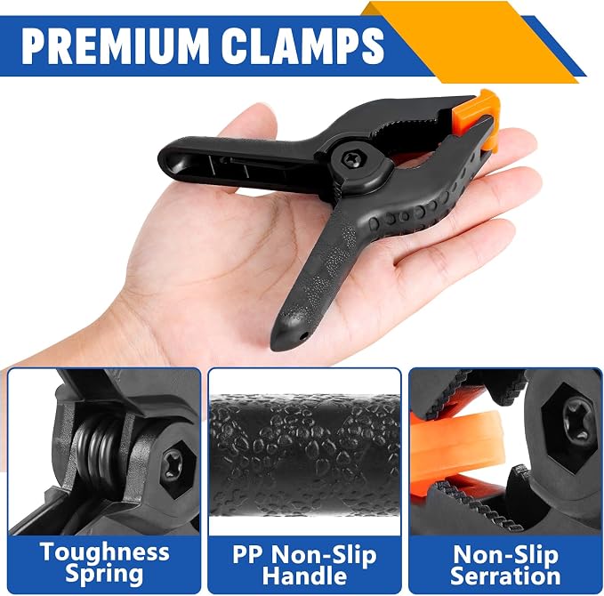 40 Pack 4.5 inch Plastic Spring Clamps, Backdrop Clips | Black Heavy Duty Clips, Woodworking Clamps, Plastic Clamps for Crafts, Backdrop Stand, Woodworking, Photography - Image 3
