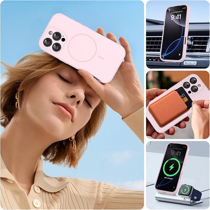 miracase Magnetic for iPhone 16 Pro Case, [Soft Anti-Scratch Microfiber Lining], Compatible with MagSafe, Liquid Silicone Case Shockproof Drop Protection Phone Case for 16 Pro,Sand Pink | Compatible with MagSafe, Soft Microfiber Lining, Liquid Silicone... - Image 7