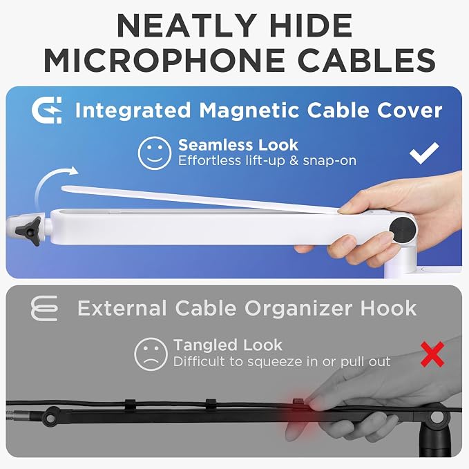 InnoGear Low Profile Mic Arm Boom Arm Microphone Stand Desk Mount, White | Multiple Adapters, 3.3 lb Weight Capacity, Fit Blue Yeit Nano, Vibration Resistant, Adjustable Angle - Image 4