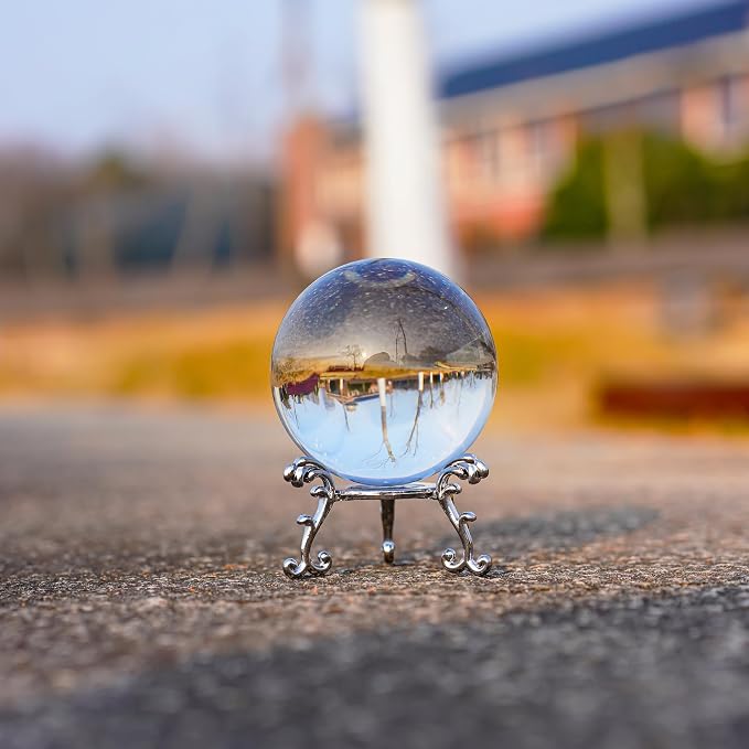 Clear Crystal Ball 2.3in Real Glass Ball with Stand for Home Decor Gift | High Clarity K9 Crystal Smooth Polished Surface Ideal For Home Decor Feng Shui Display Gift And Collection by ForCrystalLovers