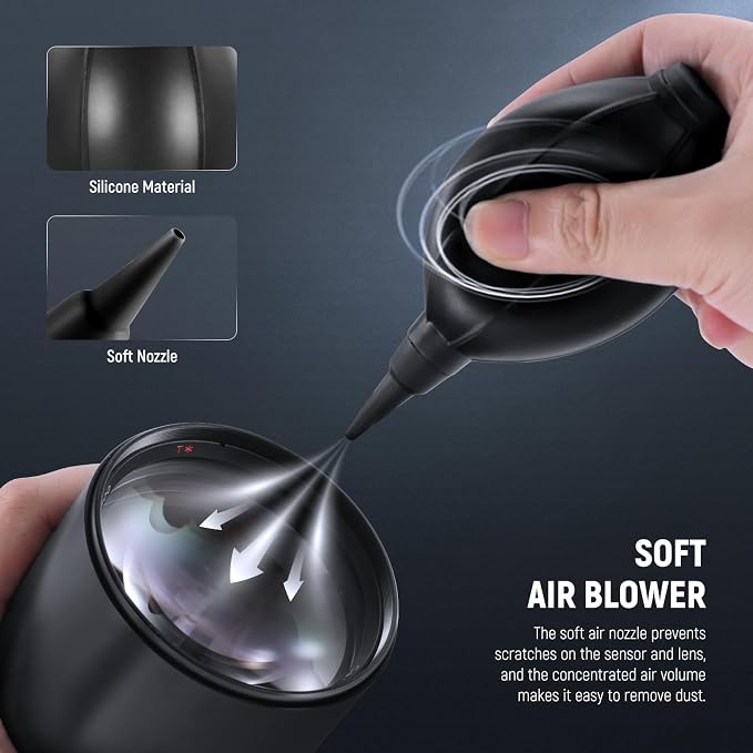 NEEWER 5 in 1 Camera Lens Cleaning Kit, 1x Lens Brush Pen + 1x Air Blower + 1x 24mm Full Frame Sensor Swab + 2X Cleaning Cloth, for Electronics, Smartphones, Tablets, HM-43 - Image 2