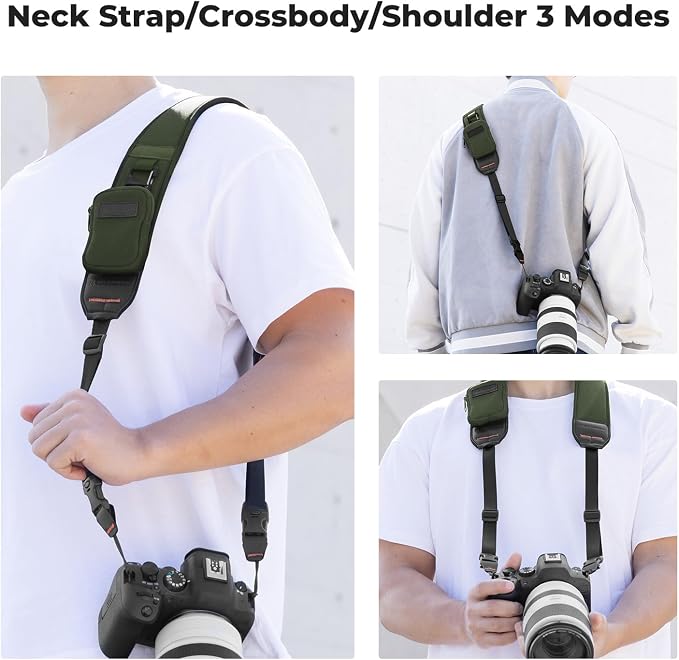 K&F CONCEPT Camera Neck Strap | Soft Neoprene, Adjustable Shoulder Belt, Zipped Pocket, Compatible with Sony/Canon/Nikon/Fuji DSLR SLR Mirrorless - Image 5
