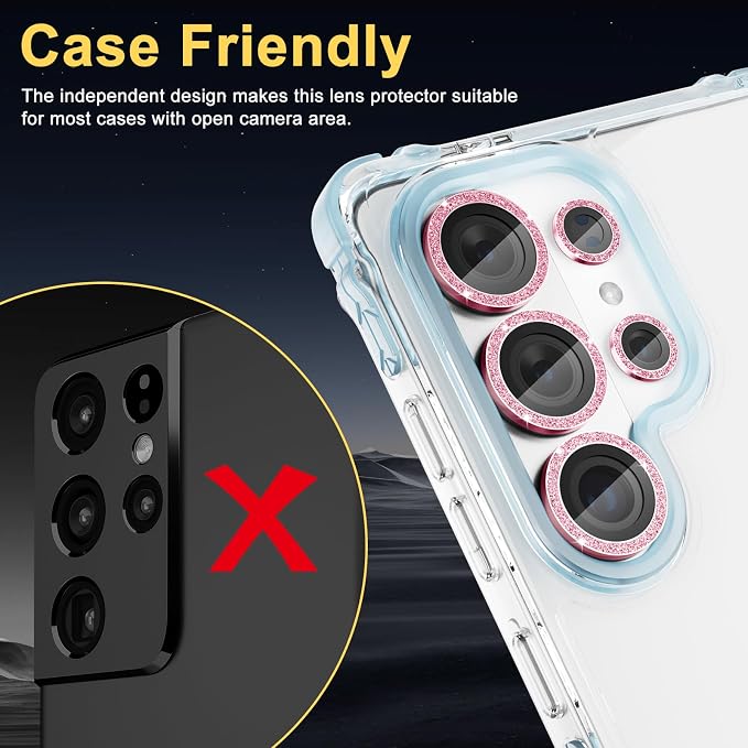 Camera Lens Protector for Samsung Galaxy S26 Ultra, Glitter Pink | Tempered Glass, Auto-align Tray, Easy Installation, Case Friendly, Anti-Scratch, HD Clear, Ultra Slim - Image 5