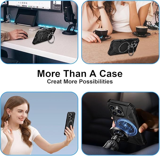 iPhone 16 Pro Case, Magnetic Case with 360° Ring Holder,iPhone 16 Pro Rotatable MagSafe Ring for iPhone 16 Pro Cover Grip Stand Kickstand Military-Grade Shockproof Case for iPhone 16 Pro, 6.3 inch - Image 4