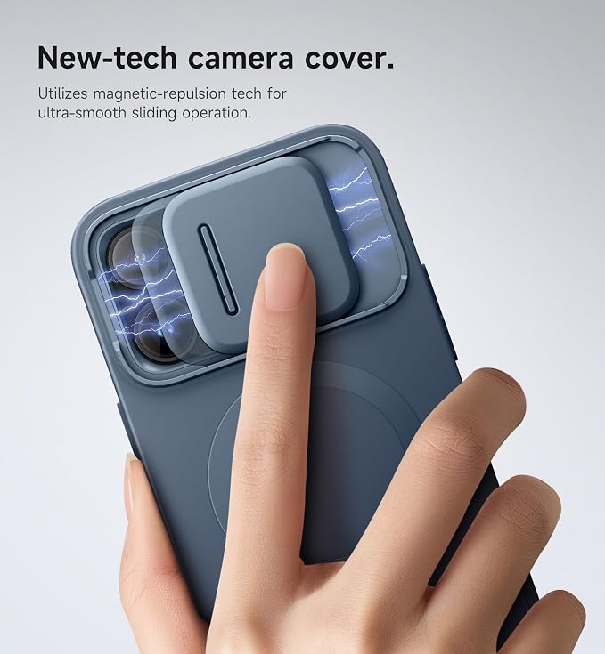 SURITCH for iPhone 14 Pro Max Case with Magnetic Camera Slide Cover and Adjustable Kickstand, Compatible with MagSafe, Shockproof Bumper Case Slim Protective Cover 6.7 Inch, Blue - Image 4
