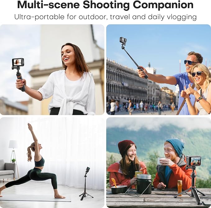 40cm/15.75" Action Camera Selfie Stick Tripod with 360° Ball Head, Extendable Handheld Monopod for Vertical Shooting, Lightweight Vlogging Accessories for GoPro, DJI Osmo Action, Insta360 Ace Pro - Image 6