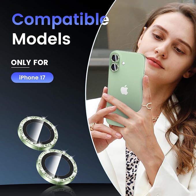 Tensea for iPhone 17 Camera Lens Protector Bling, Camera Screen Cover | Camera Screen Protector, Metal Individual Ring with 9H Tempered Glass for iPhone17, HD Clear, Easy Install, Full Protection - Image 2
