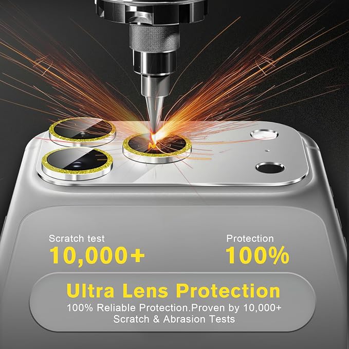 2 Pack for iPhone 17 Pro Max Camera Lens Protector | Bling Tempered Glass 9 Hardness,Anti-Scratch High Definition Camera Screen Protector (Gold) - Image 4