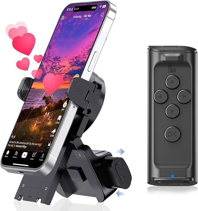 MILOUZ Remote Control Scrolling for Tiktok with Phone Stand,Page Turner for Kindle App E-Book,Bluetooth Camera Shutter Remote for iPhone, Android,iOS,iPad,Tablet (Black) by MILOUZ