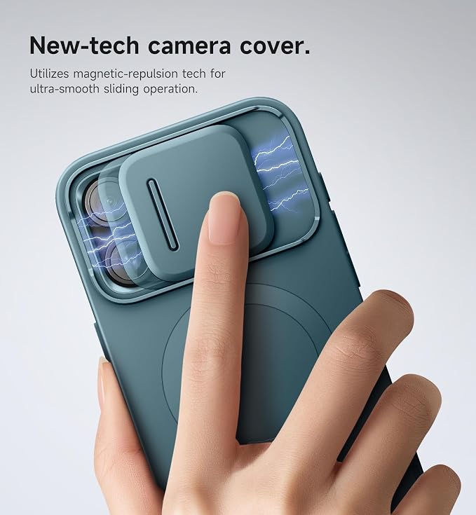 SURITCH for iPhone 15 Pro Max Case with Magnetic Camera Slide Cover and Adjustable Kickstand, Compatible with MagSafe, Shockproof Bumper Case Slim Protective Cover 6.7 Inch, Lake Green - Image 4