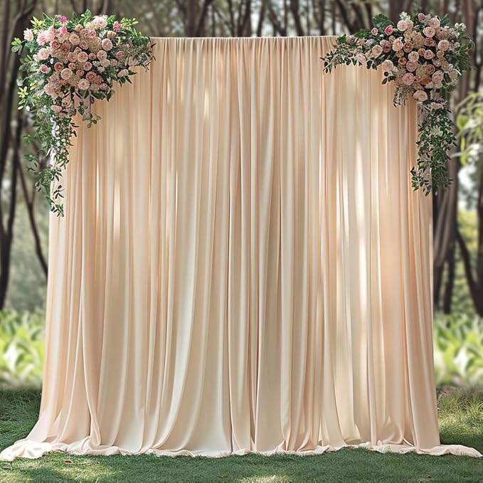20x10ft Wrinkle Free Cream Backdrop Curtain for Parties Soft Fabric Drapes Wedding Curtain Backdrop for Birthday Party Decorations Background for Photography 5x10ft,4 Panels - Image 8