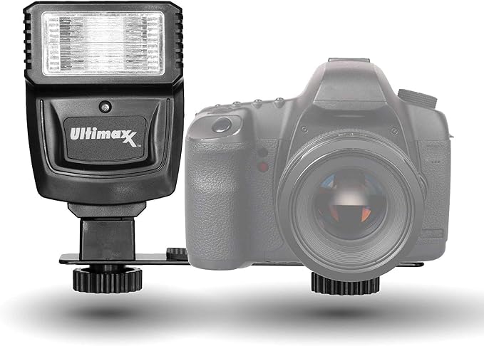 Ultimaxx Digital Slave Flash with Bracket for Canon, Nikon, Sony,Panasonic, Samsung, Fujifilm, Olympus, Pentax, and Other DSLR Cameras, Includes Metal Hot Shoe Flash Bracket by Ultimaxx