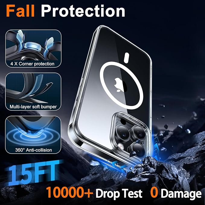 Magnetic for iPhone 16 Pro Max Case Clear with Privacy Screen | Full Camera Protector, Compatible with MagSafe, with Privacy Screen Protector, Shockproof Phone Cover, Transparent - Image 5