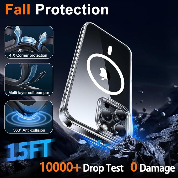 for iPhone 15 Pro Max Case Clear with Privacy Screen Protector | Full Camera Protection, Transparent Magnetic, Compatible with MagSafe, Shockproof Phone Cover, Slim Fit - Image 5