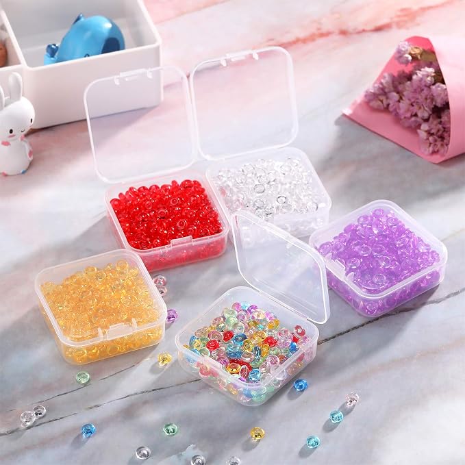 SATINIOR 12 Pack Bead Organizer Box Small Clear Plastic Beads Storage Containers Box with Hinged Lid for Bracelet Making DIY Jewelry Craft Nail (3.3 x 3.3 x 1.2 Inch) - Image 7