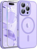 FNTCASE for iPhone 16 Pro Case, Fit for Magsafe, with Screen Protector | Full Camera Protection, Translucent Matte, 14FT Military Grade Drop Proof, Shockproof Protective Phone Cover, Light Purple by FNTCASE