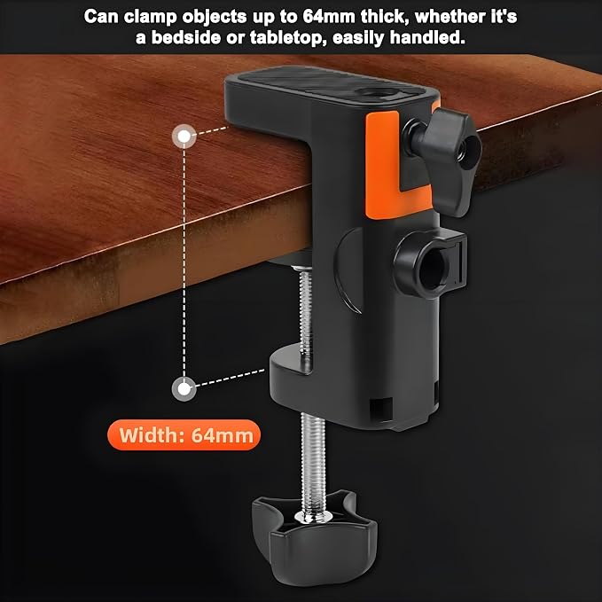 Heavy Duty Table Clamp Mount for Microphone Boom Arm, 2-in-1 C-Clamp Design for Mic Stand, Overhead Camera Arm, Desk Lamp Base – Fits up to 2.56 inch/6.5cm Desktop Thickness, 1 PCS - Image 3