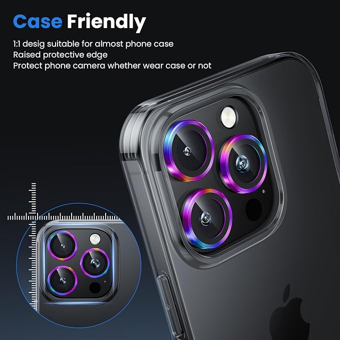 WSKEN for iPhone 16 Pro/iPhone 16 Pro Max Camera Lens Protector | Original Shooting Mode, Individual Metal Cover Film, Shatterproof HD Tempered Glass Camera Screen Protector, Colorful - Image 5