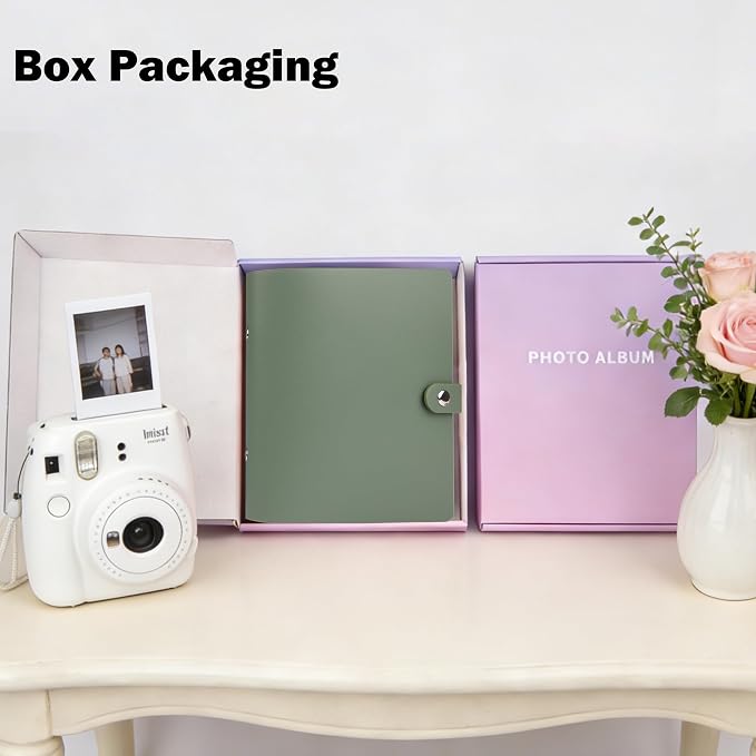 Ruibytree 320 Pockets Album for Instax Mini & Polaroid 2x3" Pictures, Green | Gift-Ready Packaging, PU Leather Cover, Acid-Free Pages, Side-Loading Clear Pockets, Durable Binding, Easy Photo Viewing - Image 2