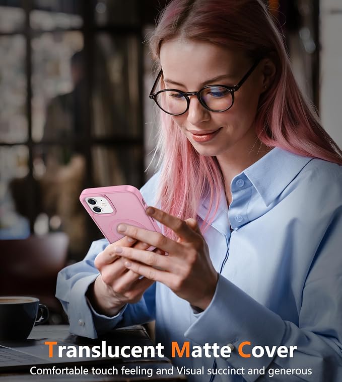 FNTCASE for iPhone 12/iPhone 12 Pro Case Light Pink: Fit for MagSafe | Translucent Magnetic Camera Protection Slim Cases, 14FT Military Grade Drop Tested, Matte Shockproof Cover - Image 7