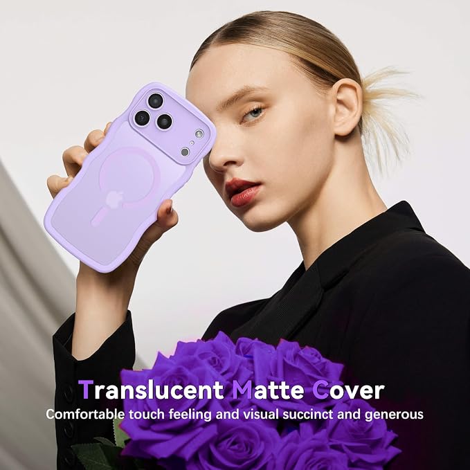 BENTOBEN Magnetic for iPhone 17 Pro Case, Cute Wavy [Full Camera Protection][Compatible with MagSafe] Matte Anti-Slip Bumper Women Girls Boys Protective Cover for 17 Pro 6.3", Lavender Purple - Image 8
