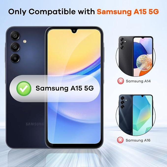 3+3 for Samsung Galaxy A15 5G Privacy Screen Protector Camera Protector | 9H Tempered Glass Cell Phone Protector Camera Lens Protector - Image 2