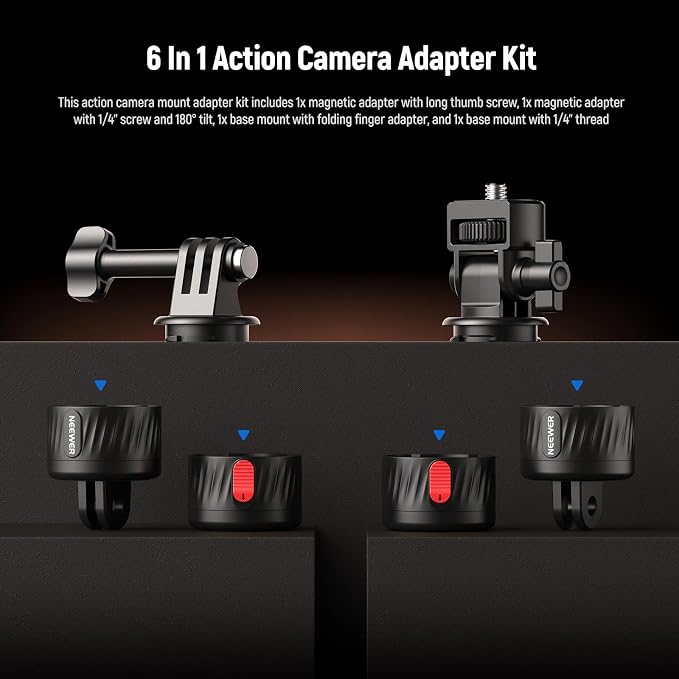 NEEWER Magnetic Action Camera Mount Kit, GP-24 | Compatible with GoPro Hero 13 12 11 Max DJI Osmo Action Insta360, ABS, Magnetic, Quick Release Mount, for POV Shots - Image 2
